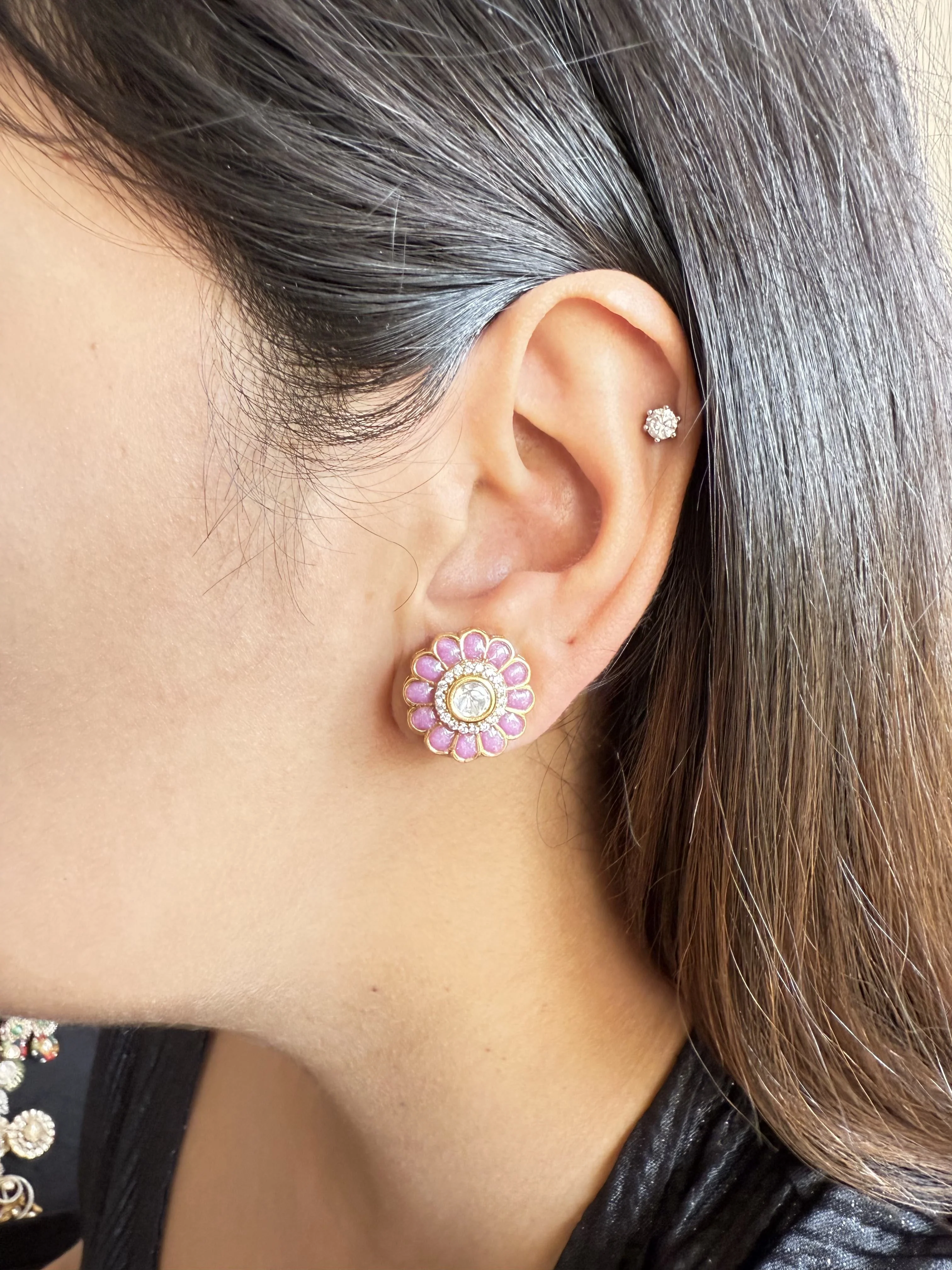 ARAVI PINK POLKI STUD