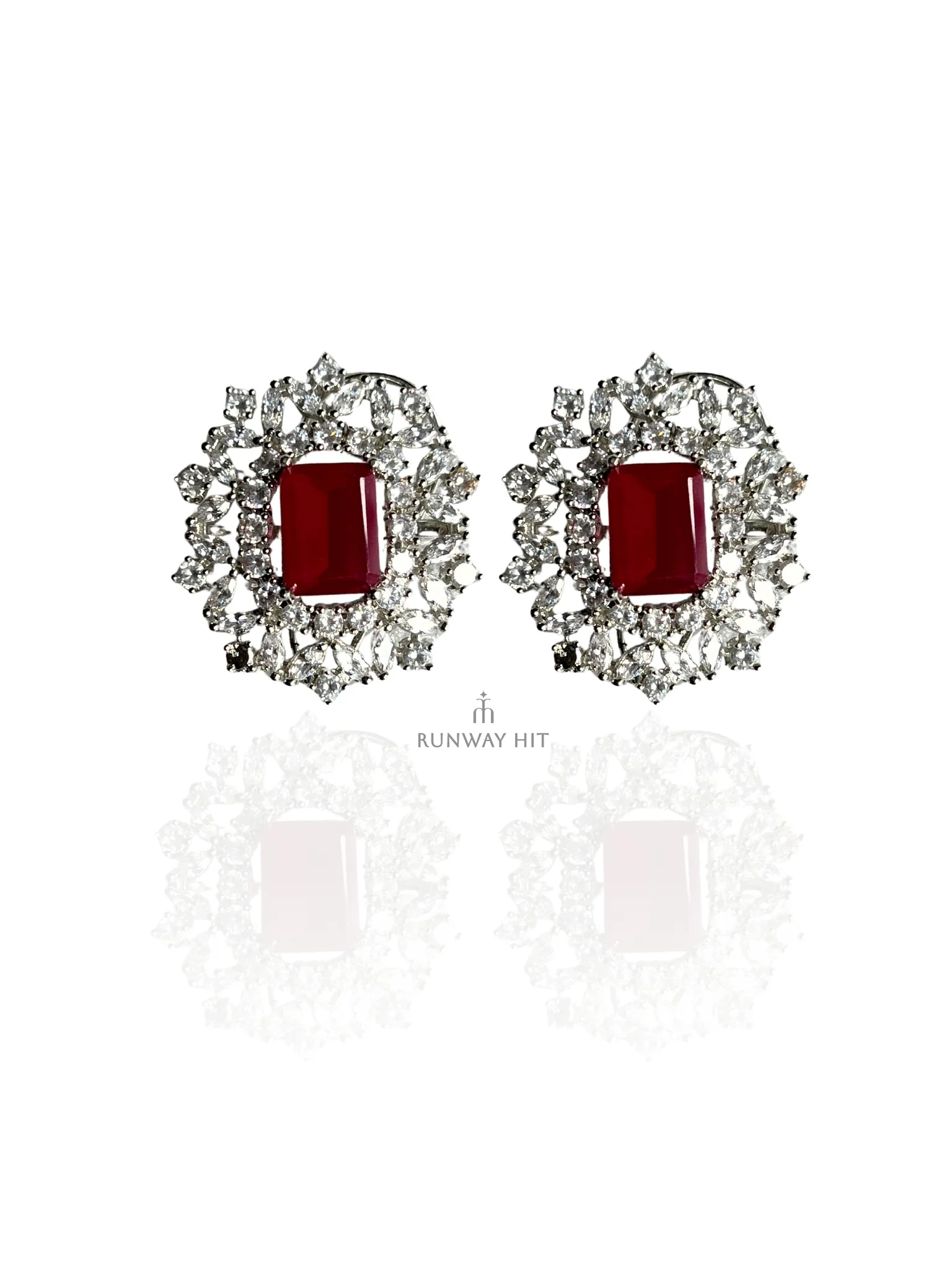 ASHA BIG RED DIAMOND EARRING - Image 3