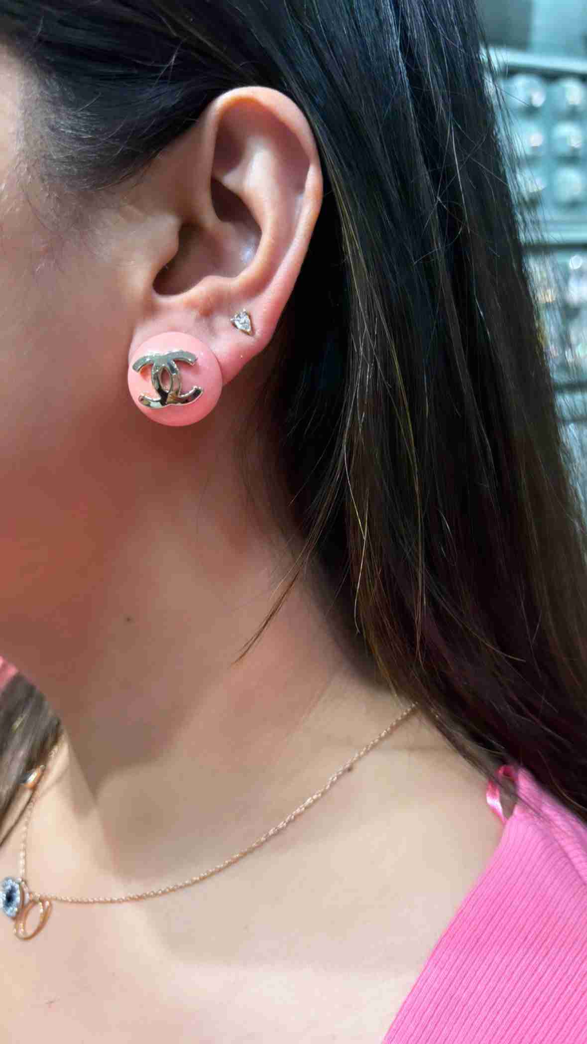 C PINK BUTTON STUD