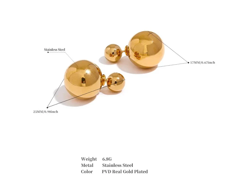 DOUBLE SIDED STUDS (gold/silver) - Image 2