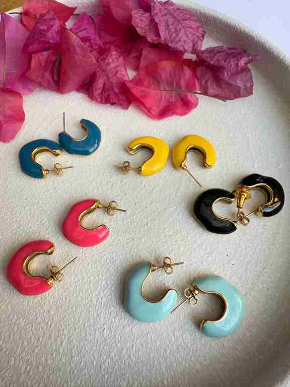 ENAMEL hoops (black/navy/pink/yellow/blue)