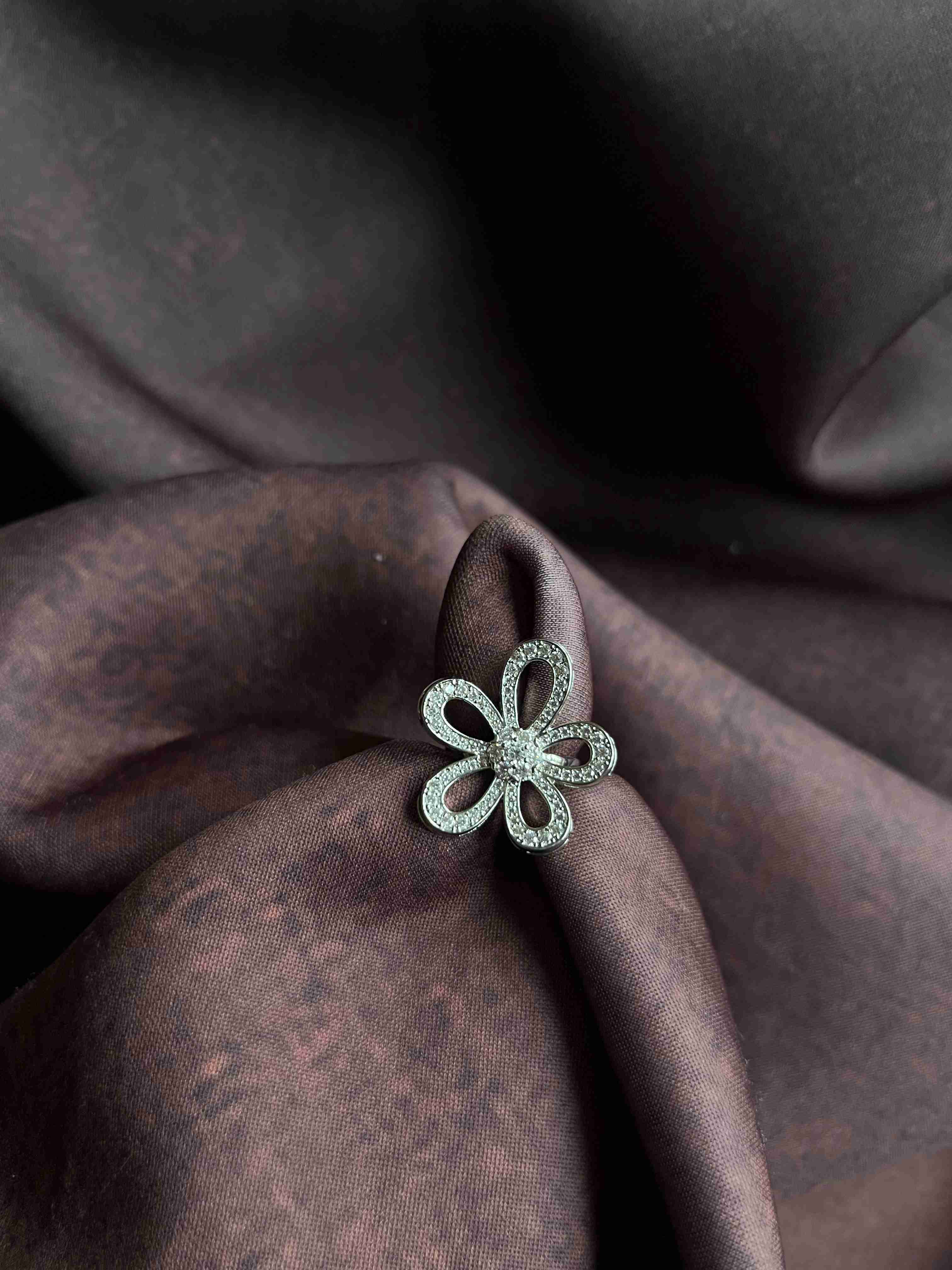 FLOWER SILVER RING