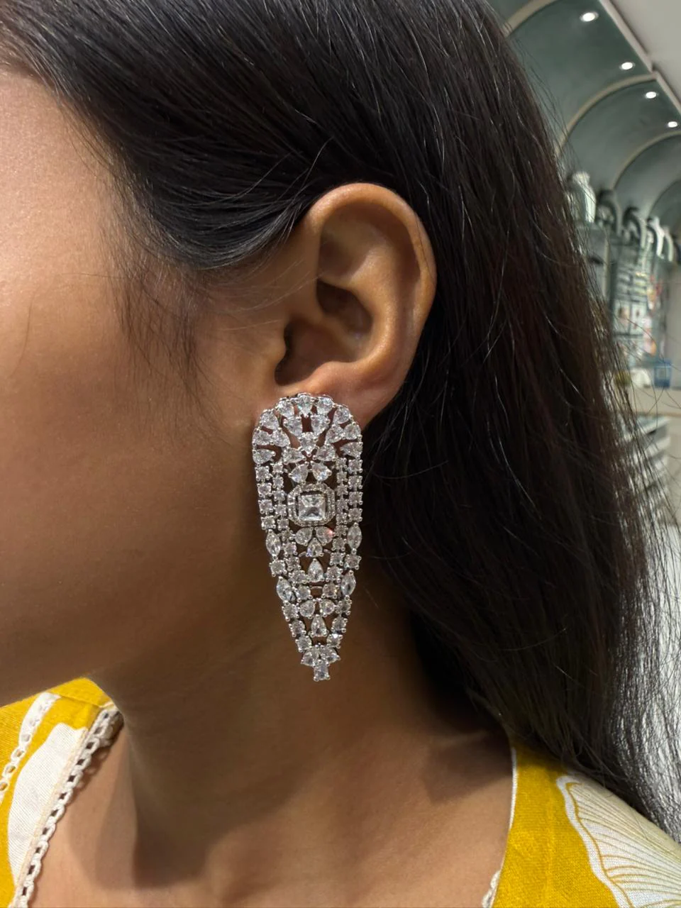 GENESIS LONG DIAMOND EARRING