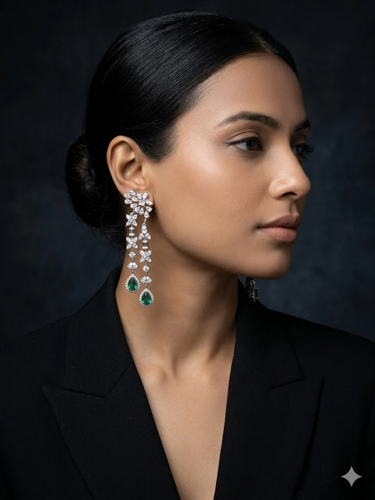 LUNA LONG DIAMOND EARRING - Image 3