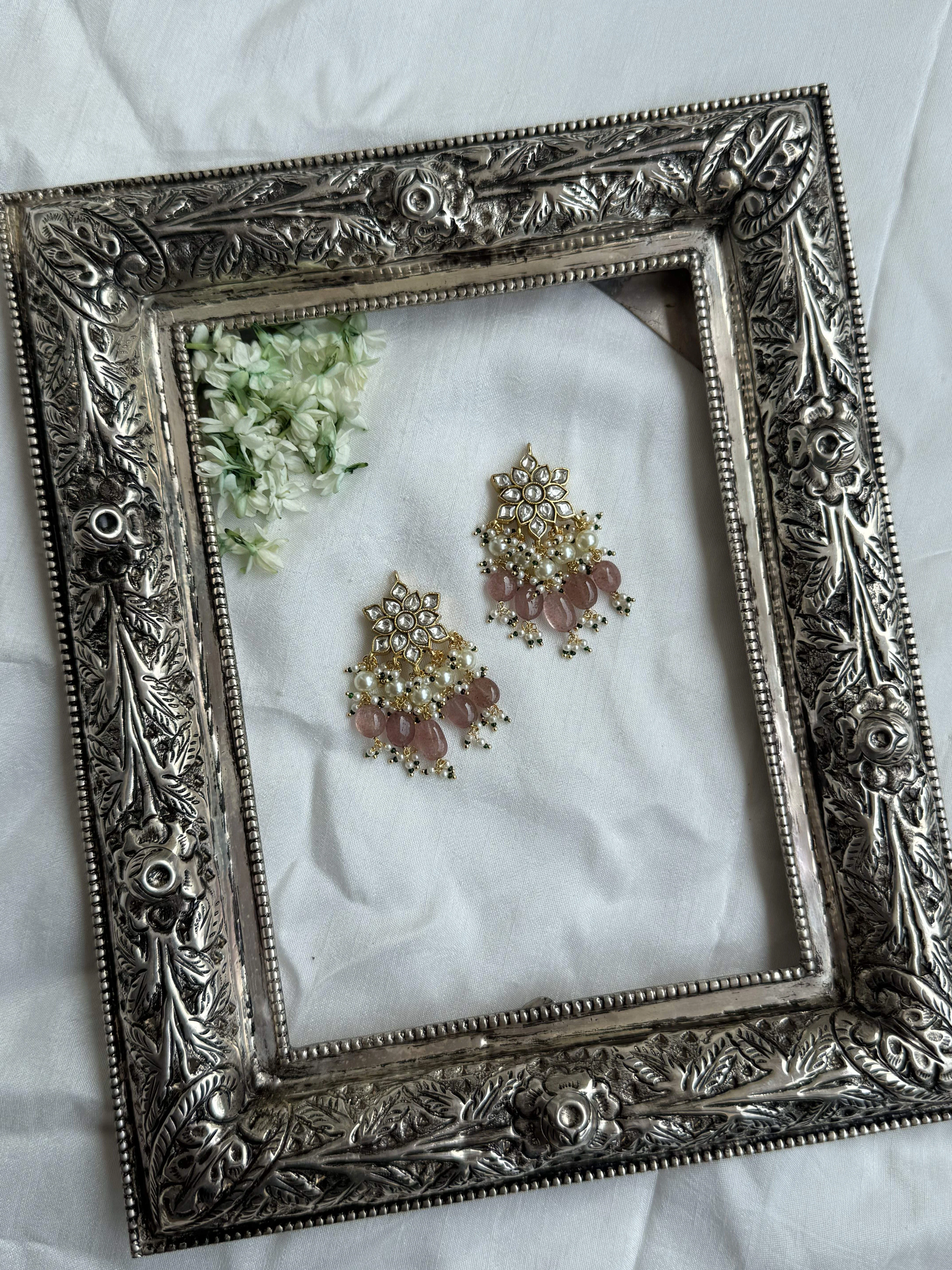 MALINI PINK FLOWER STUD - Image 3