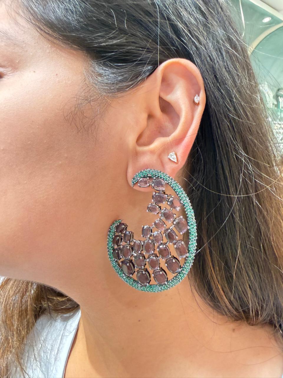 OLIVE STATEMENT SEMIPRECIOUS EARRINGS - Image 2