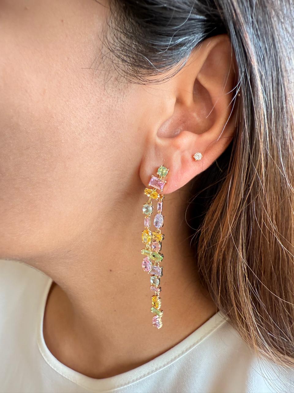 PAISLEY SWAROVSKI LONG EARRING