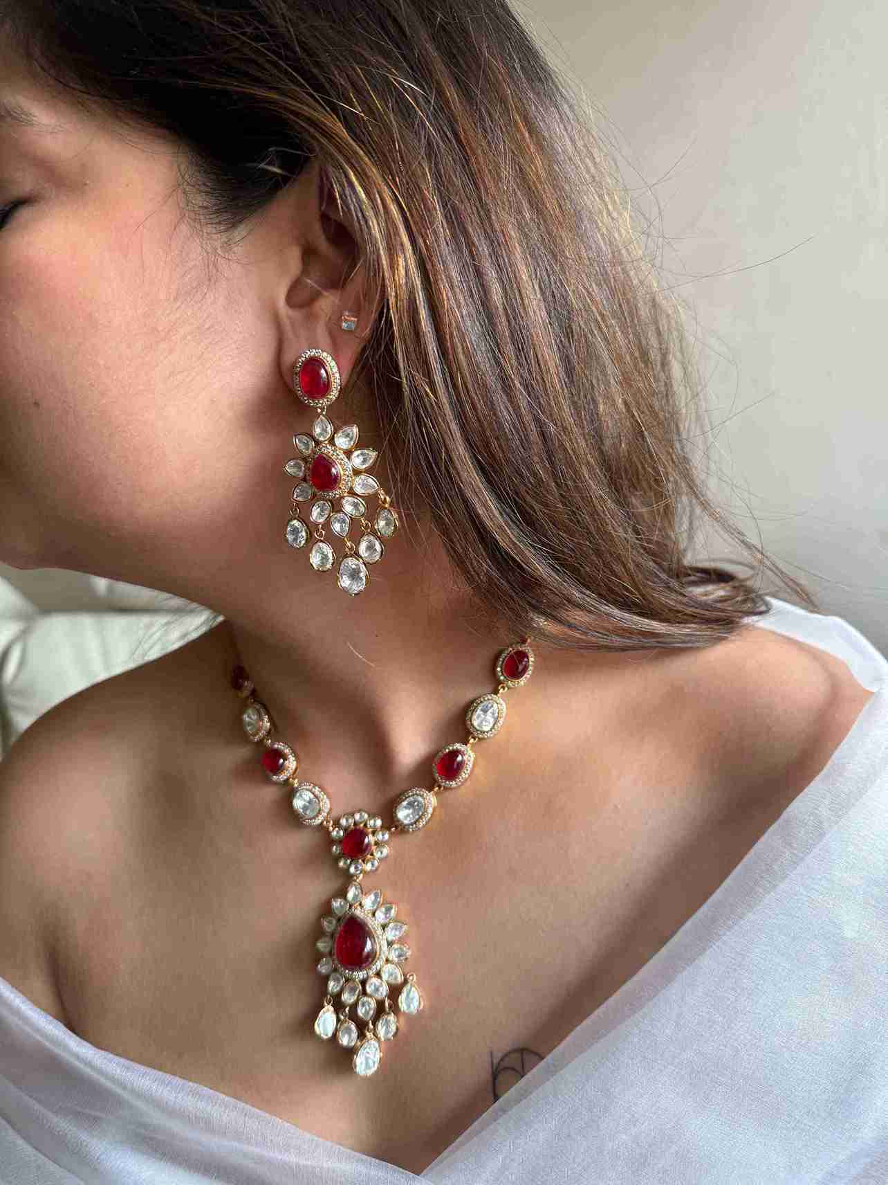 RED DROP MOSSANITE NECKLACE - Image 3