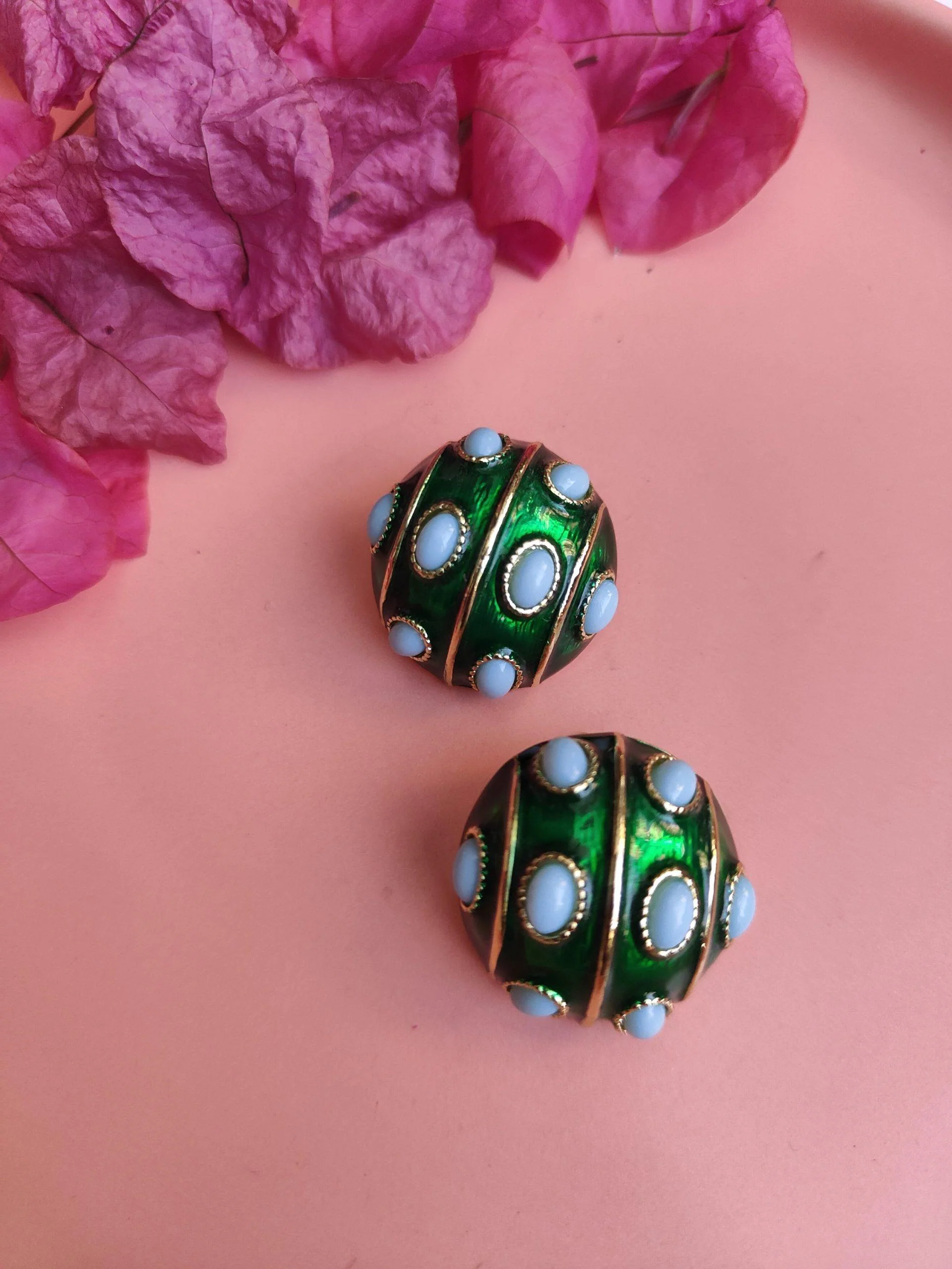 Resin Green Ball Earings