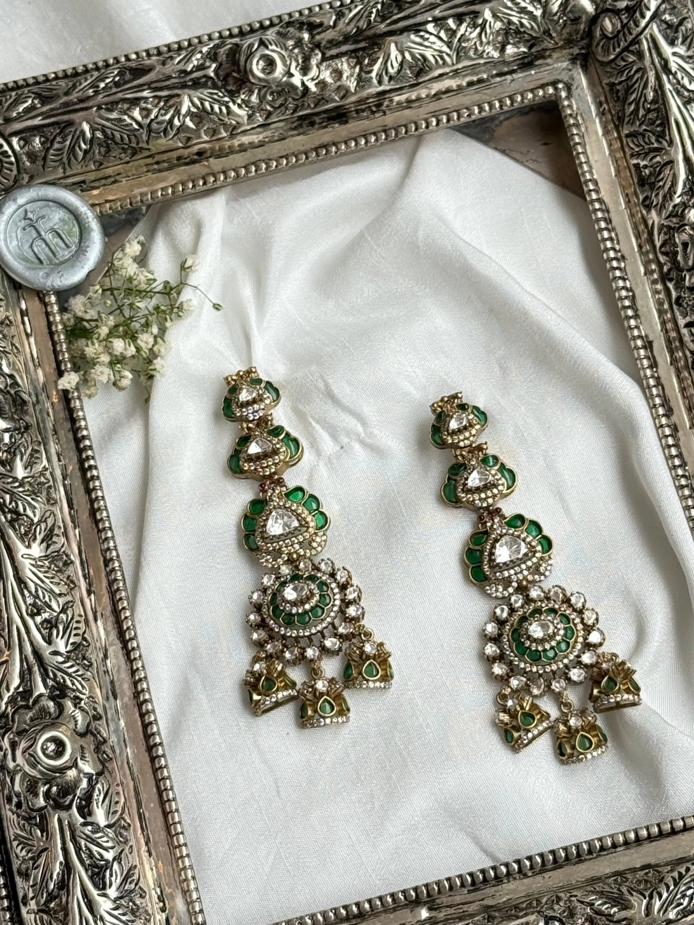 SUHIKA GREEN LONG VICTORIAN JHUMKA - Image 2