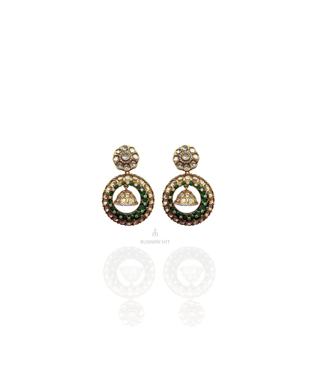 Vaani GREEN Polki Earrings - Image 3