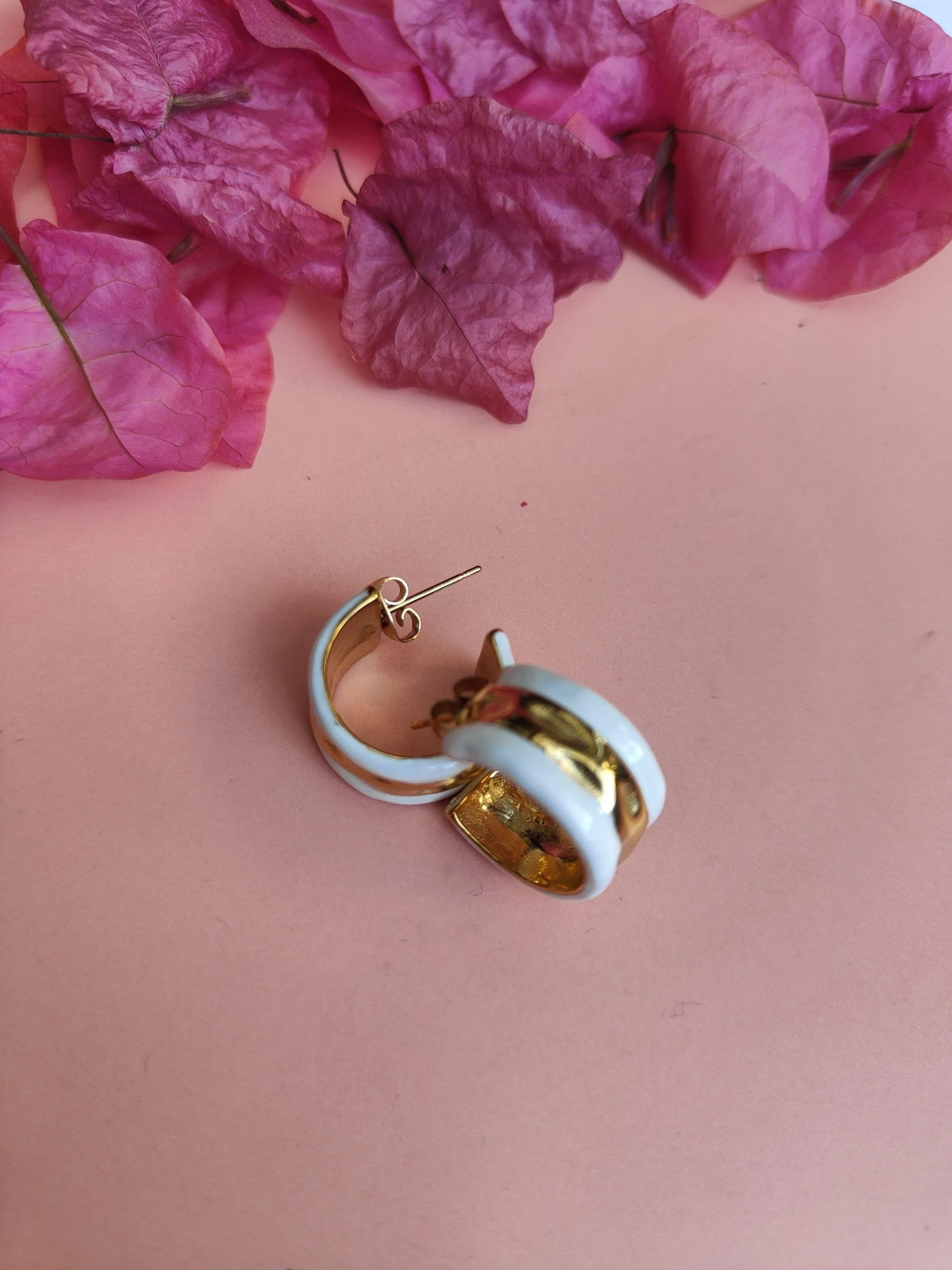White Ring Studs