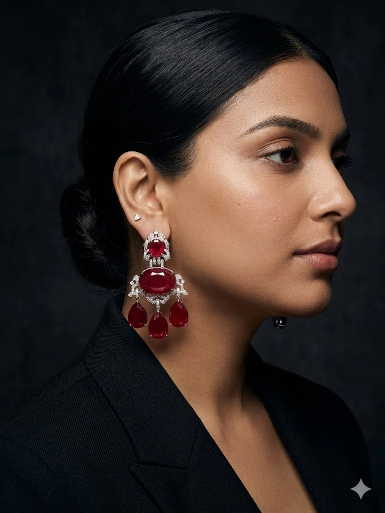 YASHI RED DOUBLET EARRING